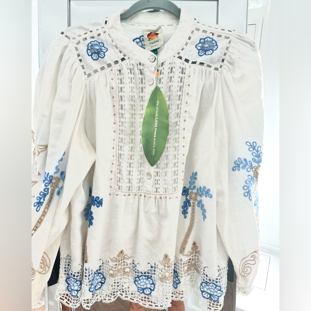 NWT Farm Rio Romantic Richelieu Blouse, L